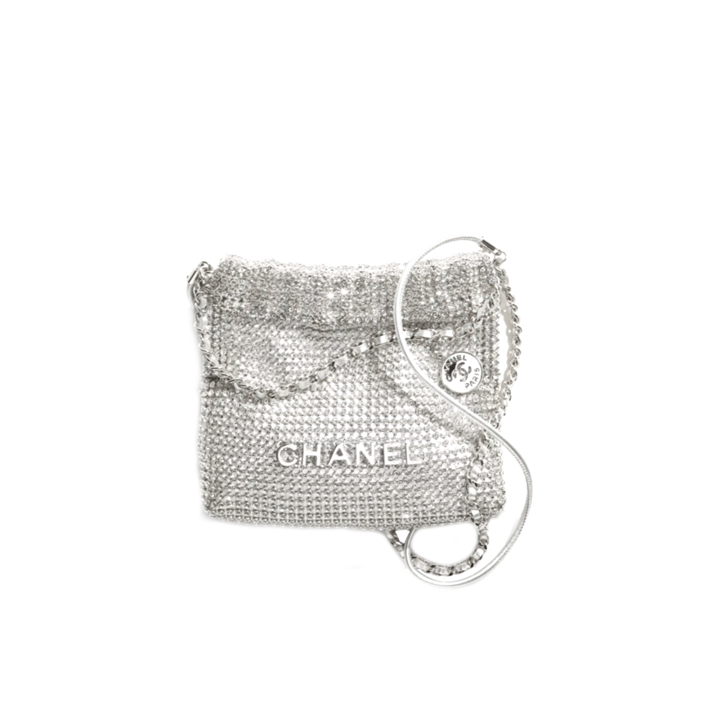 CHANEL EVENING BGA STRASS,SILVER-TONE METAL SILVER AS4894 (17*15*4cm)